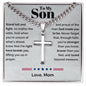 To My Son from Mom - Stand Tall - Personalized Cross Necklace with Cuban Link Chain