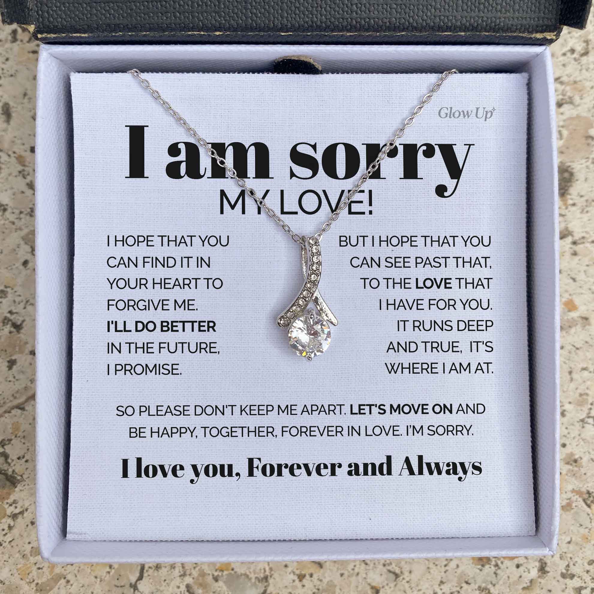 ShineOn Fulfillment Jewelry 14K White Gold Finish / Standard Box To My Love - I am sorry my love - Alluring necklace