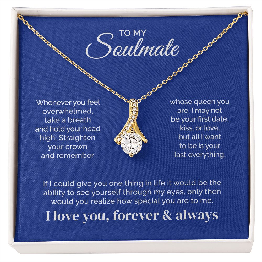 ShineOn Fulfillment Jewelry 18K Yellow Gold Finish / Standard Box To My Soulmate - Last everything - Ribbon Necklace