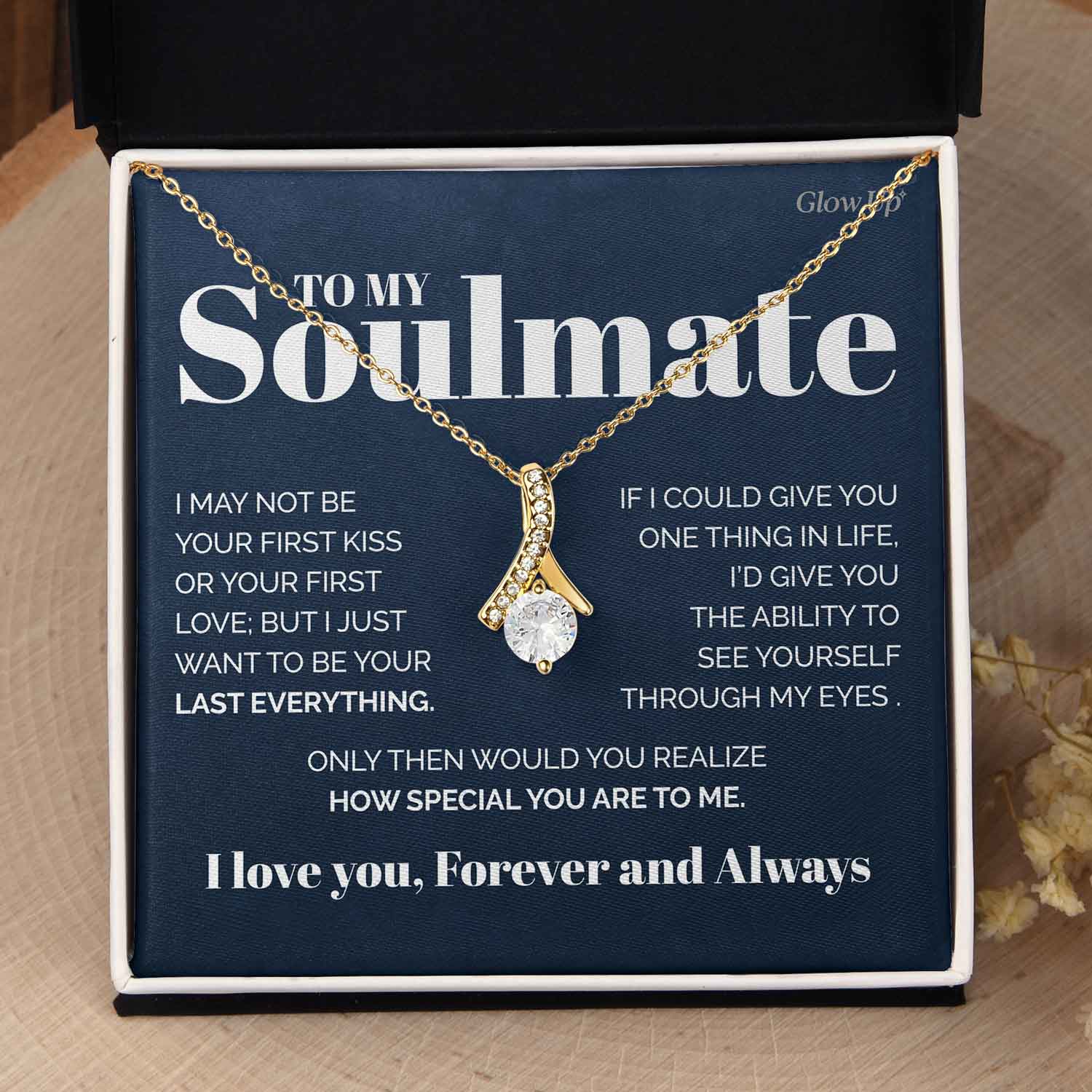 ShineOn Fulfillment Jewelry 18K Yellow Gold Finish / Two-Toned Box To my Soulmate - You are special to me  - Ribbon necklace