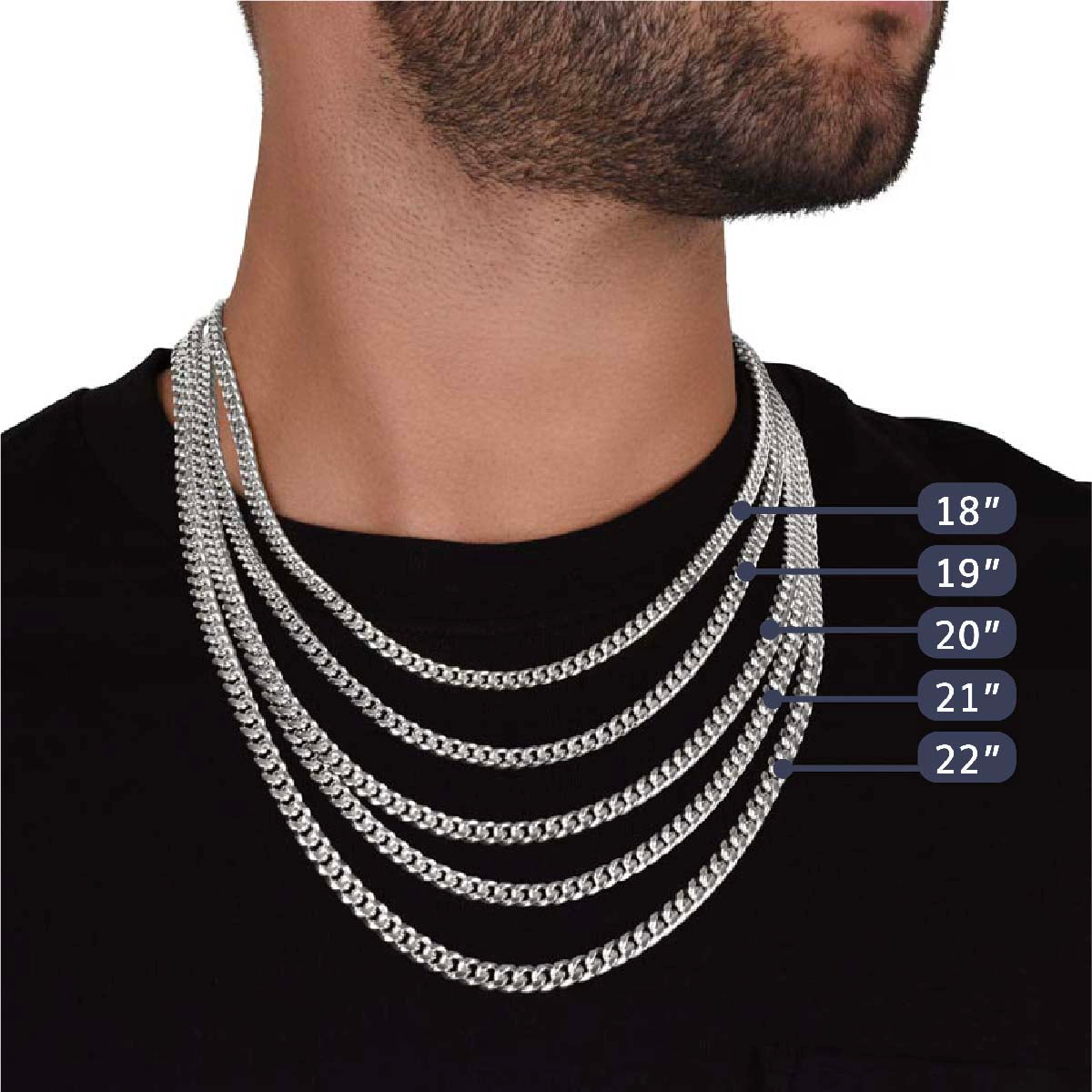 ShineOn Fulfillment Jewelry 316L Stainless Steel Man Of Strength - Stand Tall - 5mm Cuban Link Chain Necklace