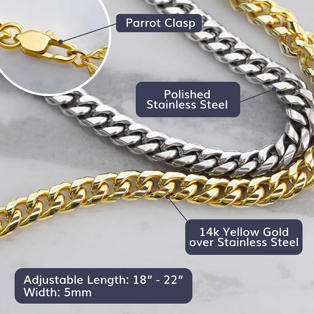 ShineOn Fulfillment Jewelry 316L Stainless Steel Para mi Hijo - Mantén tu cabeza en alto - Cuban Link Chain
