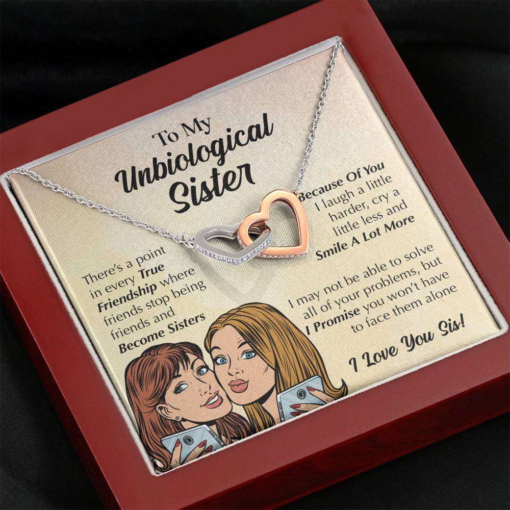 ShineOn Fulfillment Jewelry Interlocking Heart Necklace To My Unbiological Sister - We've Become Sisters