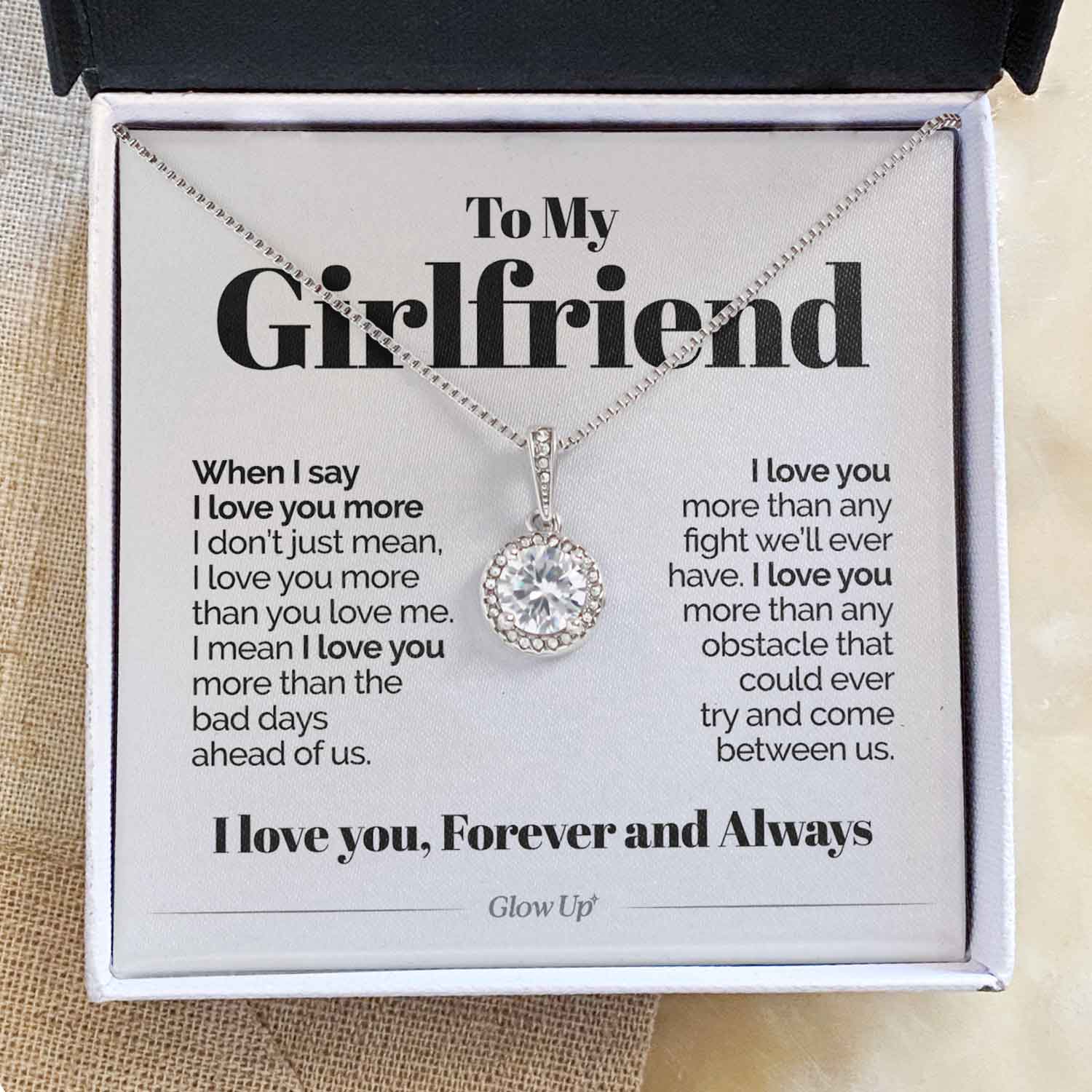 ShineOn Fulfillment Jewelry Mahogany Style Luxury Box To My Girlfriend - When I Say I Love You More - Eternal Hope Necklace