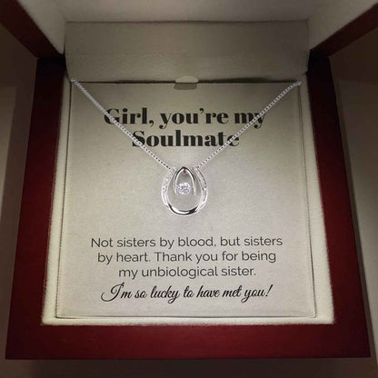 ShineOn Fulfillment Jewelry Mahogany Style Luxury Box with LED Girl You're My Soulmate - I'm So Lucky To Have Met You - Lucky In Love Necklace