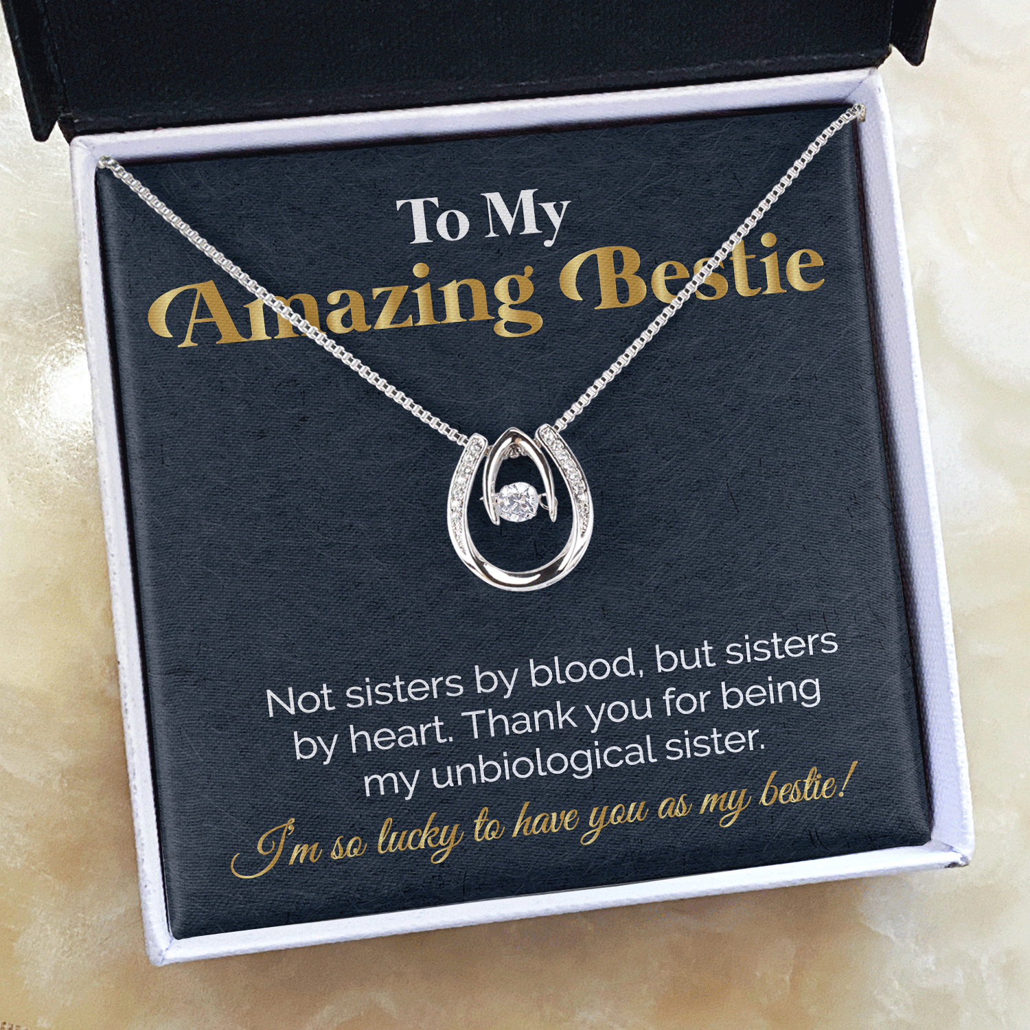 ShineOn Fulfillment Jewelry Standard Box To My Amazing Bestie - I'm So Lucky To Have You As My Bestie - Lucky In Love Necklace