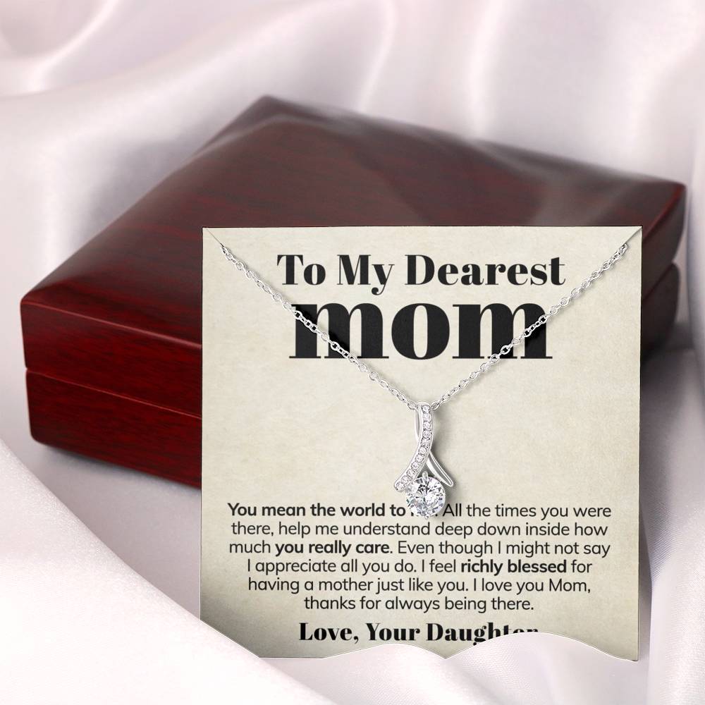 ShineOn Fulfillment Jewelry Standard Box To My Dearest Mom - You Mean The World To Me - Ribbon Necklace