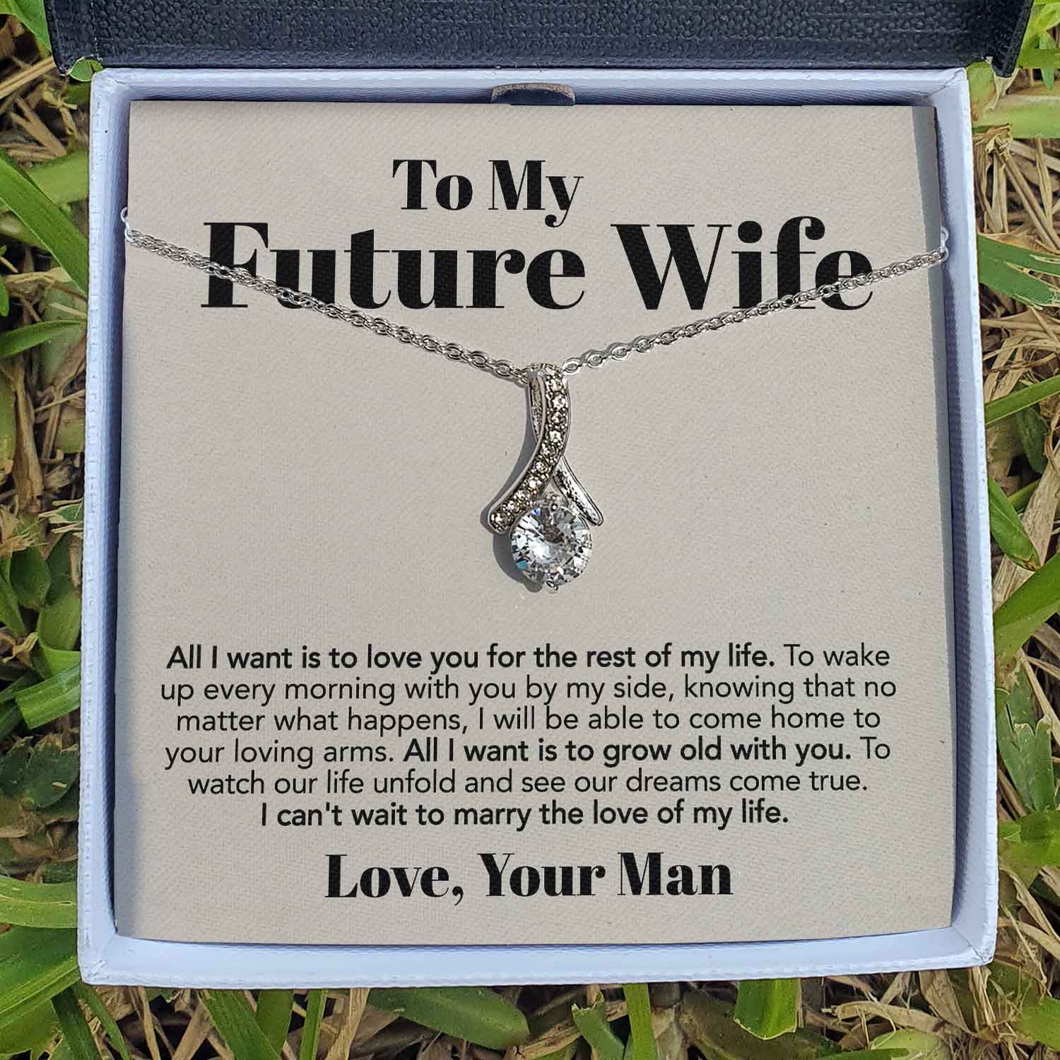 ShineOn Fulfillment Jewelry Standard Box To My Future Wife - For The Rest Of My Life - Ribbon Necklace