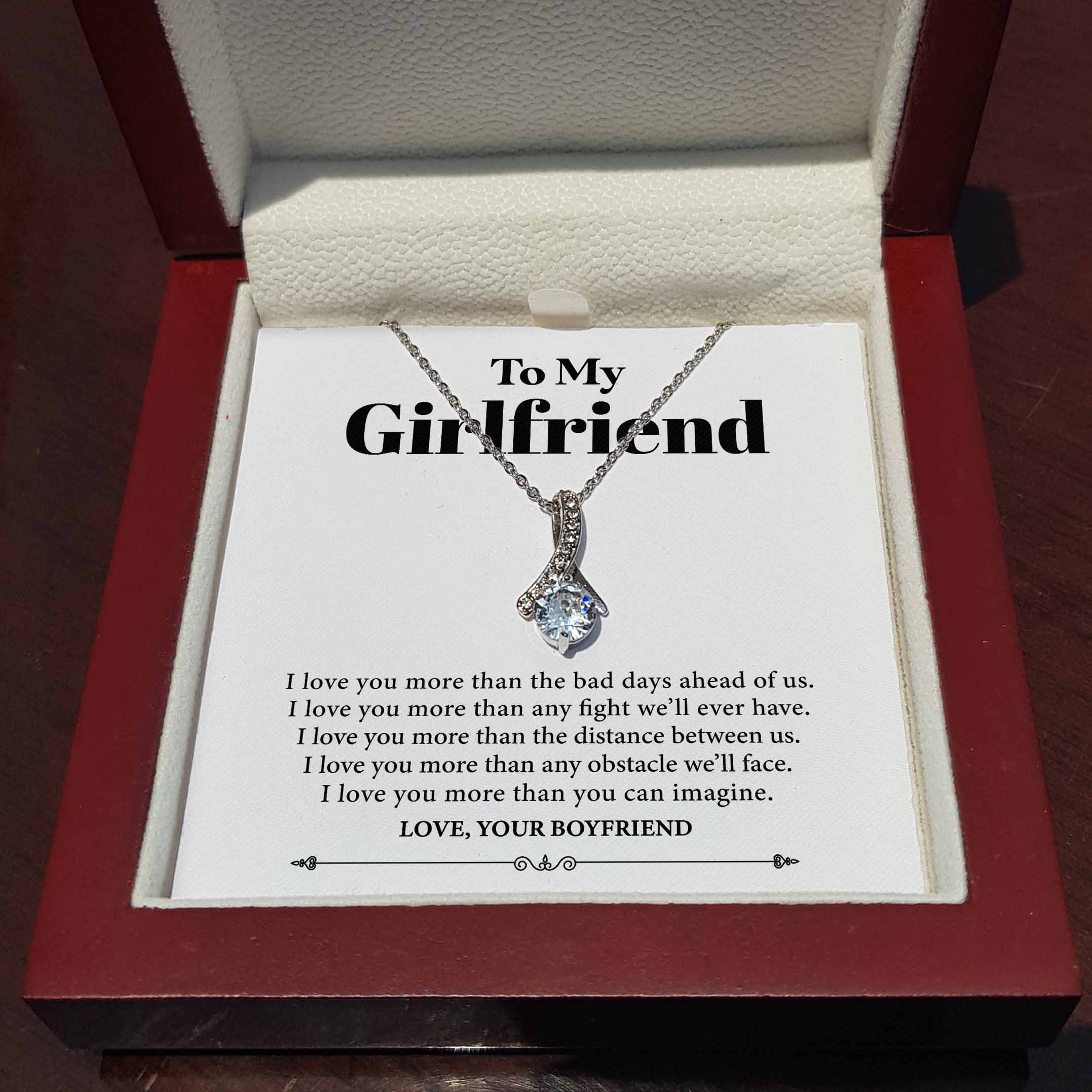ShineOn Fulfillment Jewelry Standard Box To my Girlfriend - I Love You More - Necklace