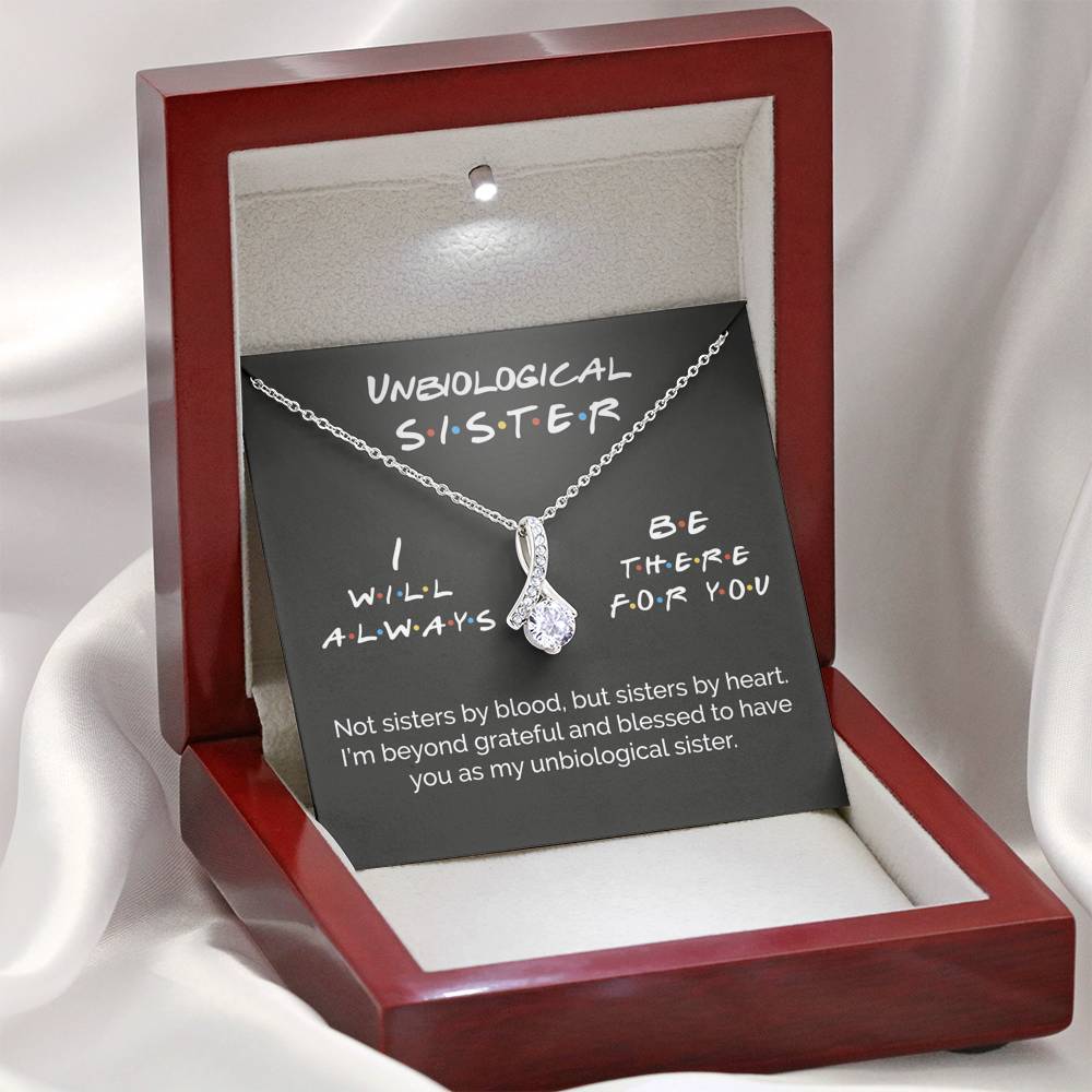 ShineOn Fulfillment Jewelry Standard Box To My Unbiological Sister - I Will Always Be There For You Black - Ribbon Necklace