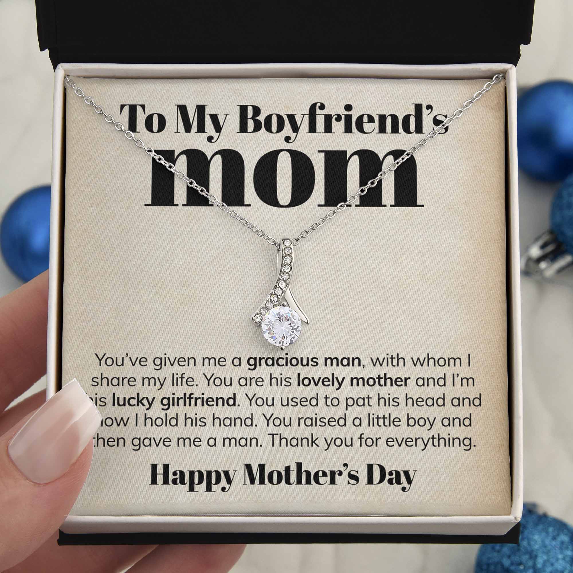 ShineOn Fulfillment Jewelry To My Boyfriend's Mom - Thank You - Ribbon Necklace