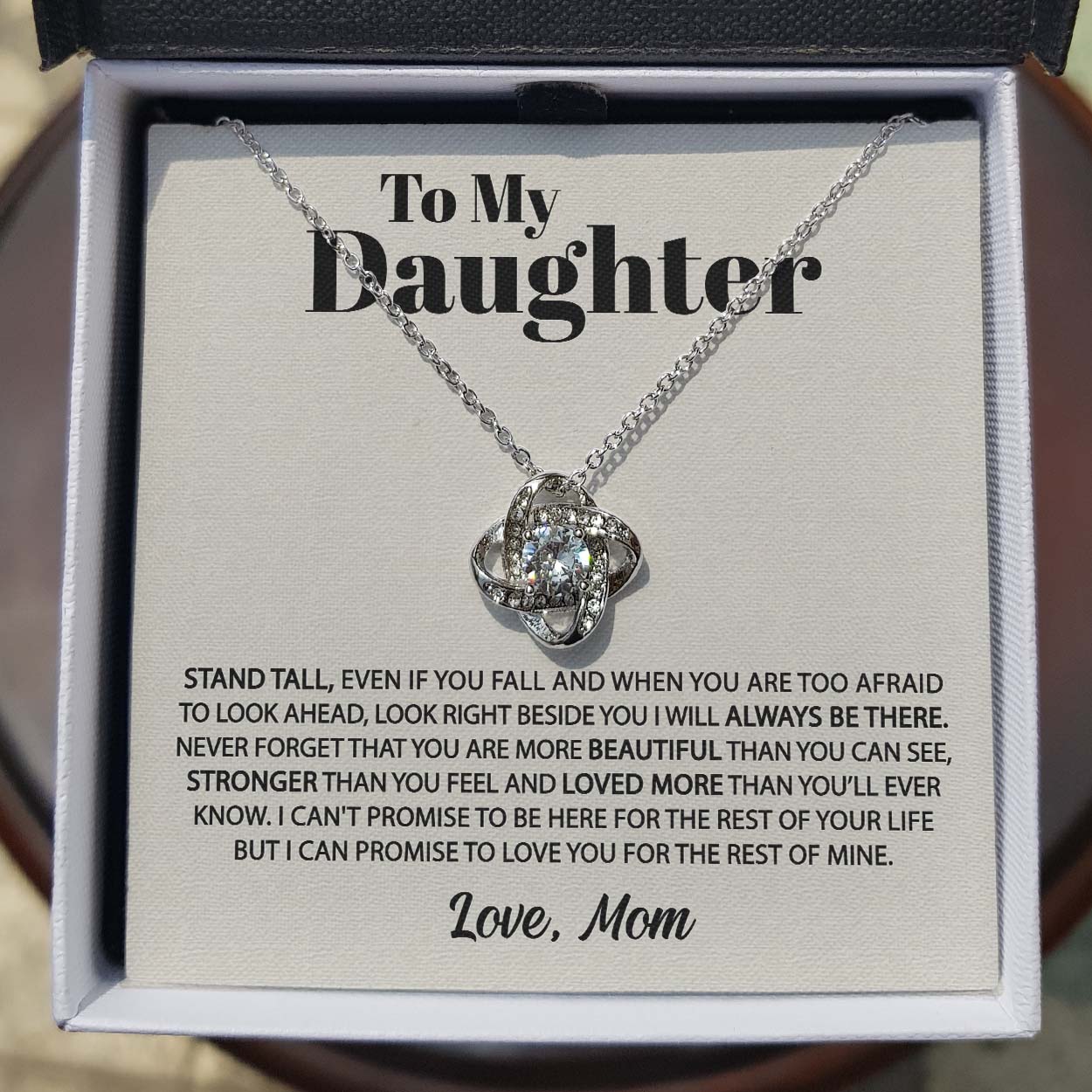 ShineOn Fulfillment Jewelry To my Daughter - Loved More Than You'll Ever Know -  Love Knot Necklace