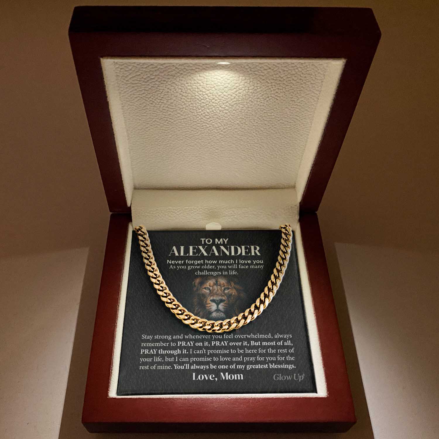 ShineOn Fulfillment Jewelry To my Son Custom Message Card  - Pray on it - Cuban Link Chain