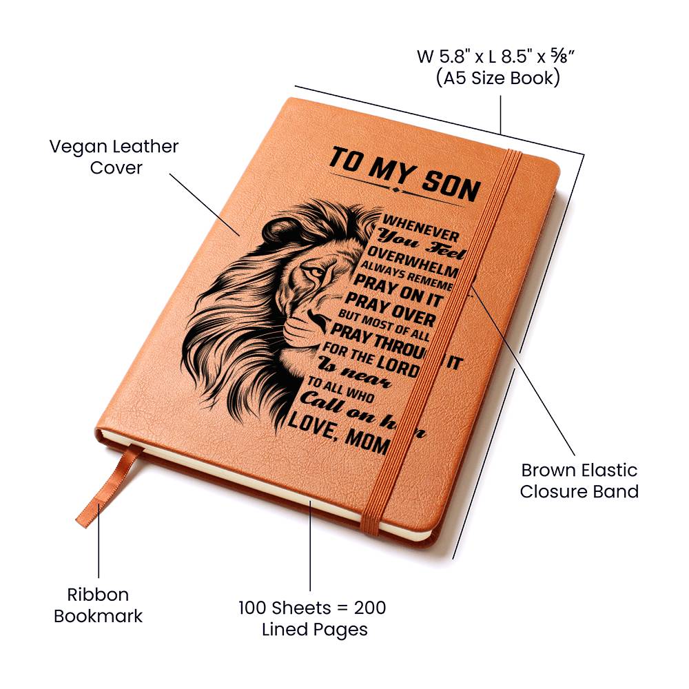 ShineOn Fulfillment Jewelry To My Son - Pray on It - Graphic Vegan Leather Notebook