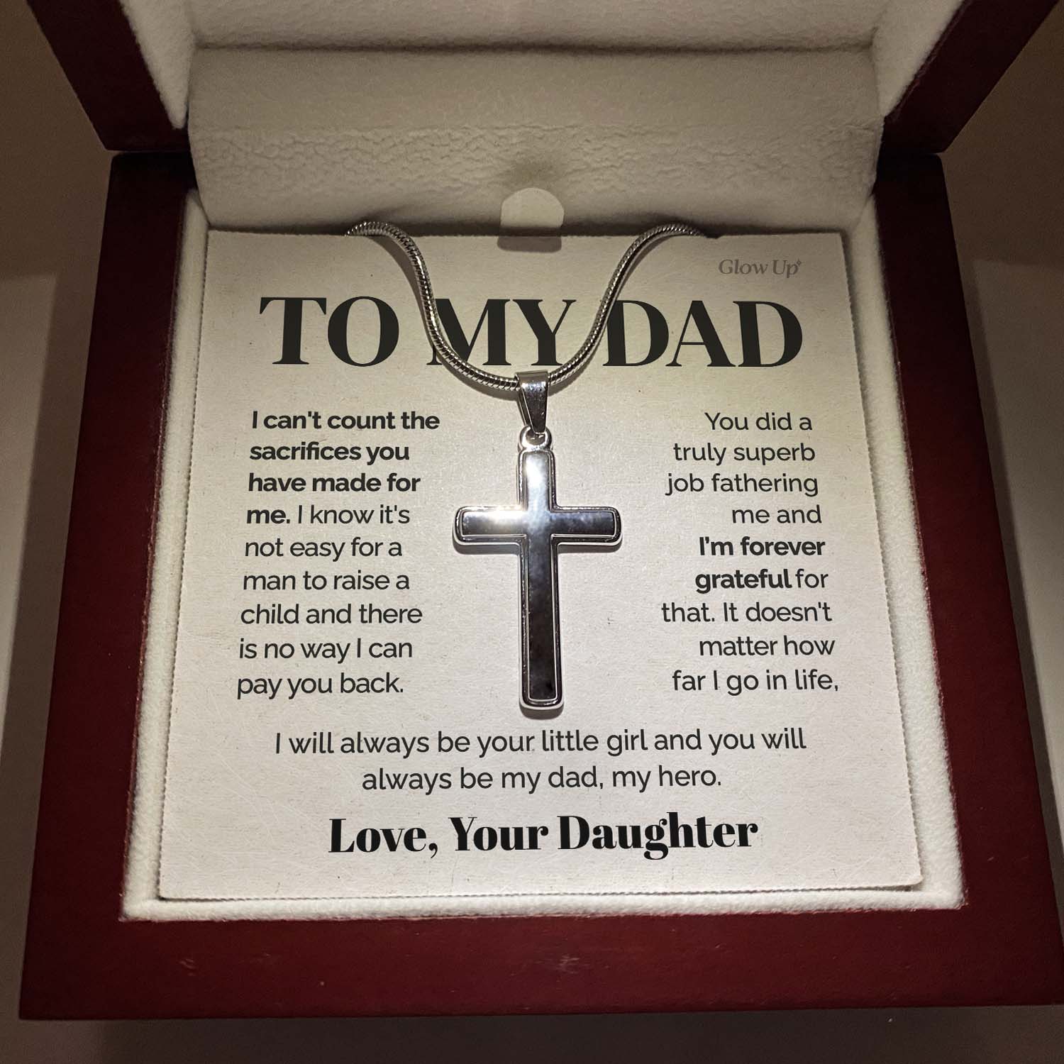 ShineOn Fulfillment Jewelry Two Toned Box To my Dad - I'm forever grateful - Cross Necklace