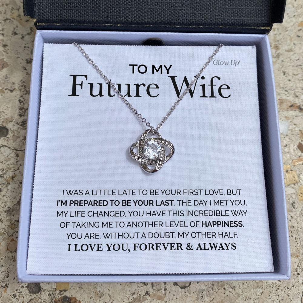 ShineOn Fulfillment Jewelry Two Toned Box To My Future Wife - I love you forever- Love Knot necklace