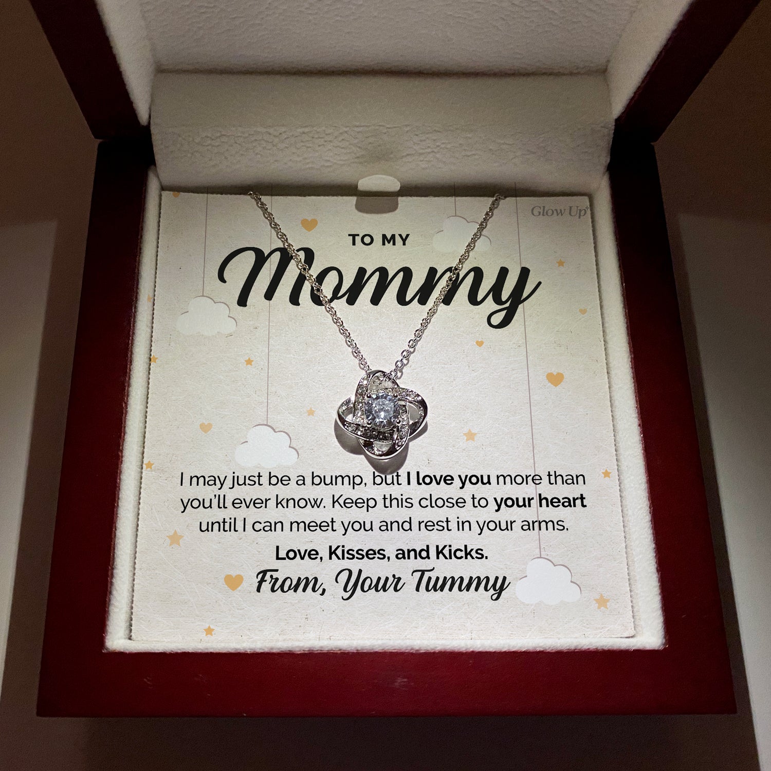 ShineOn Fulfillment Jewelry Two Toned Box To My Mommy - I Love You - Sky - Love Knot necklace