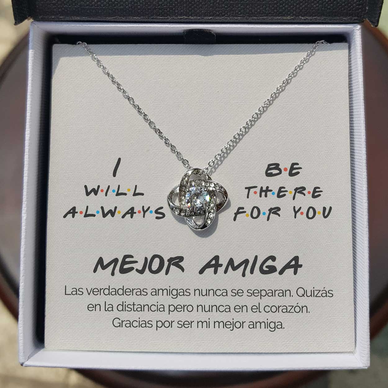 ShineOn Fulfillment Message Cards Standard Box Mejor Amiga - I Will Always Be There For You - Collar Lazo de Amor