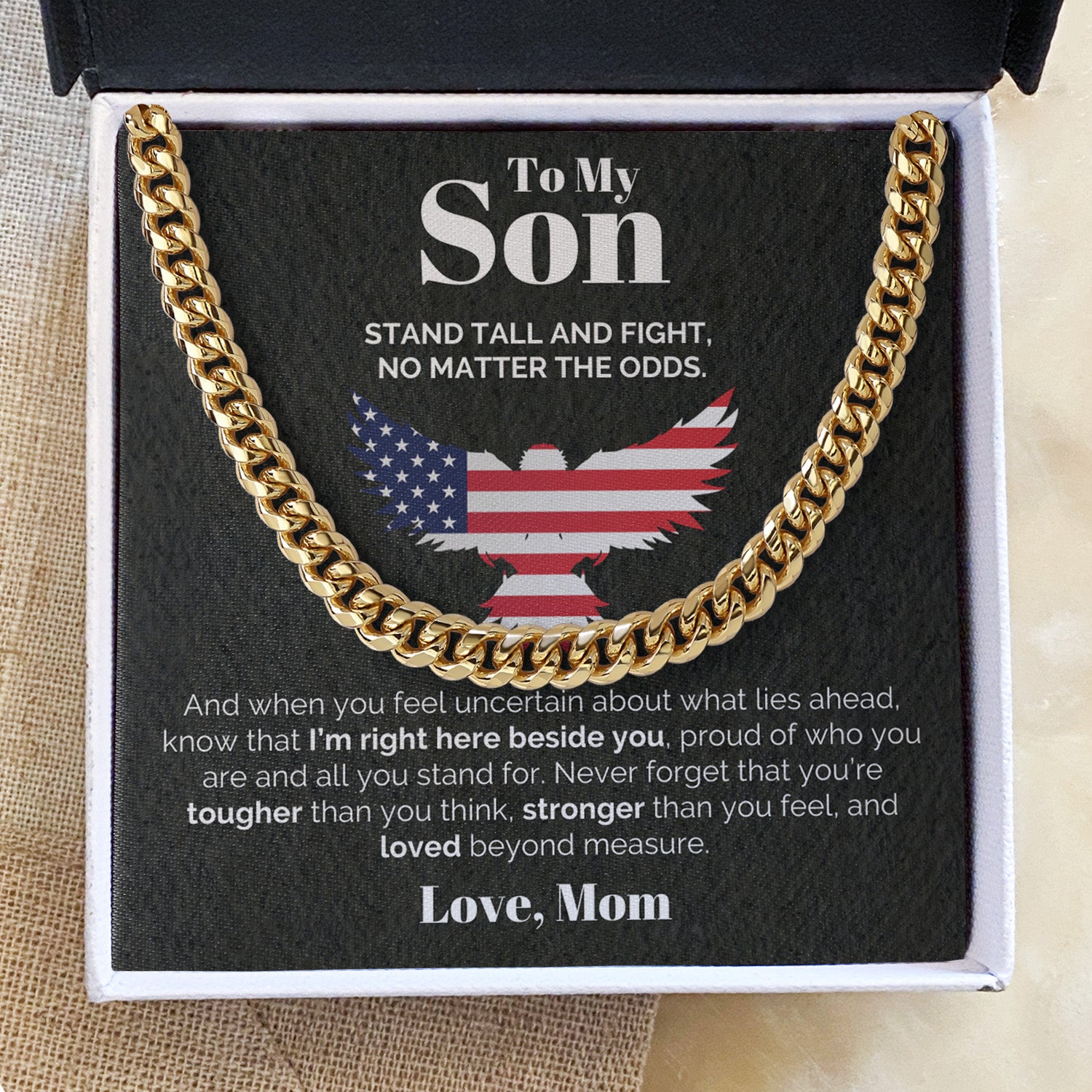 To my Son from Mom - 5mm Cuban Link Chain - Stand Tall and Fight