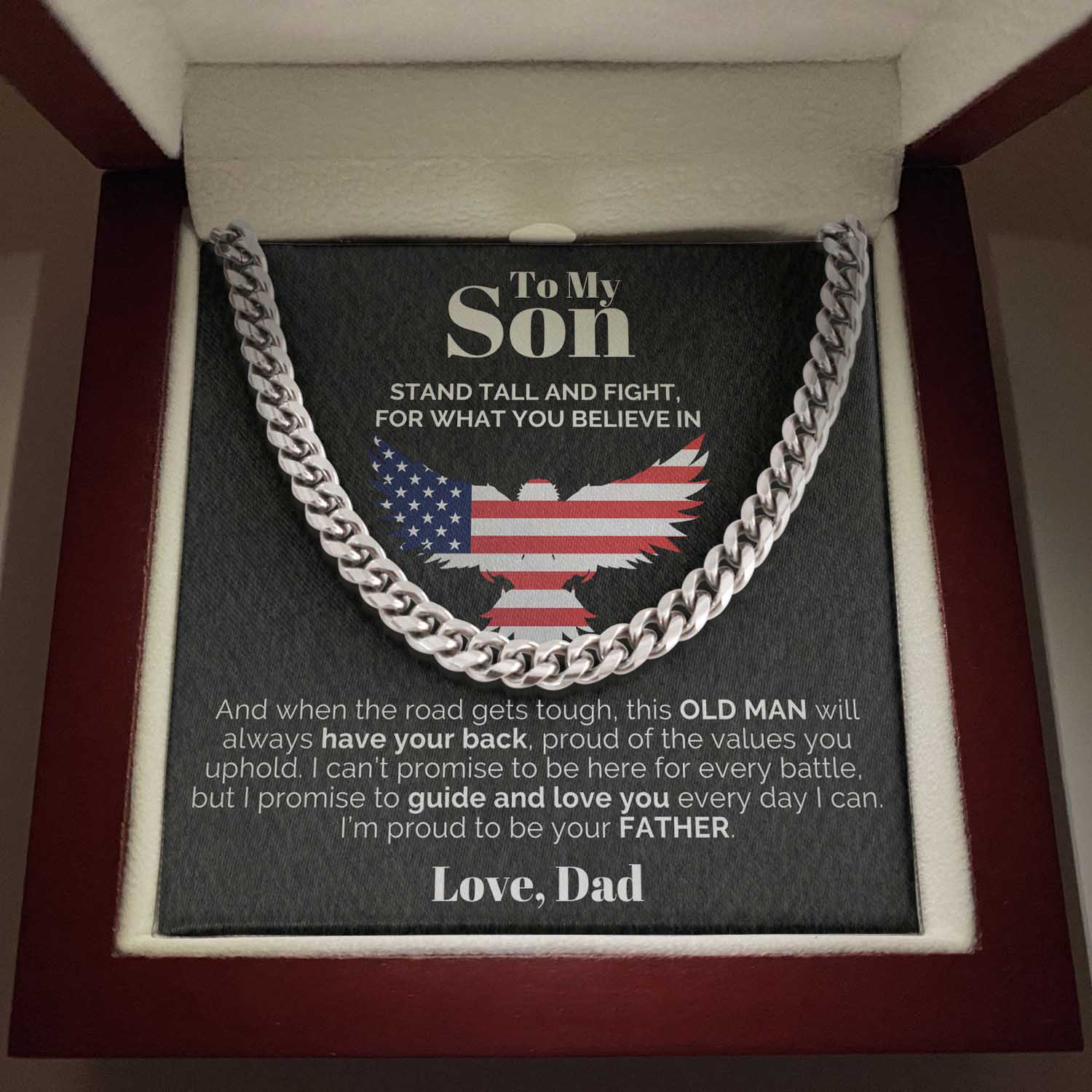 To my Son from Dad - 5mm Cuban Link Chain - Stand Tall and Fight