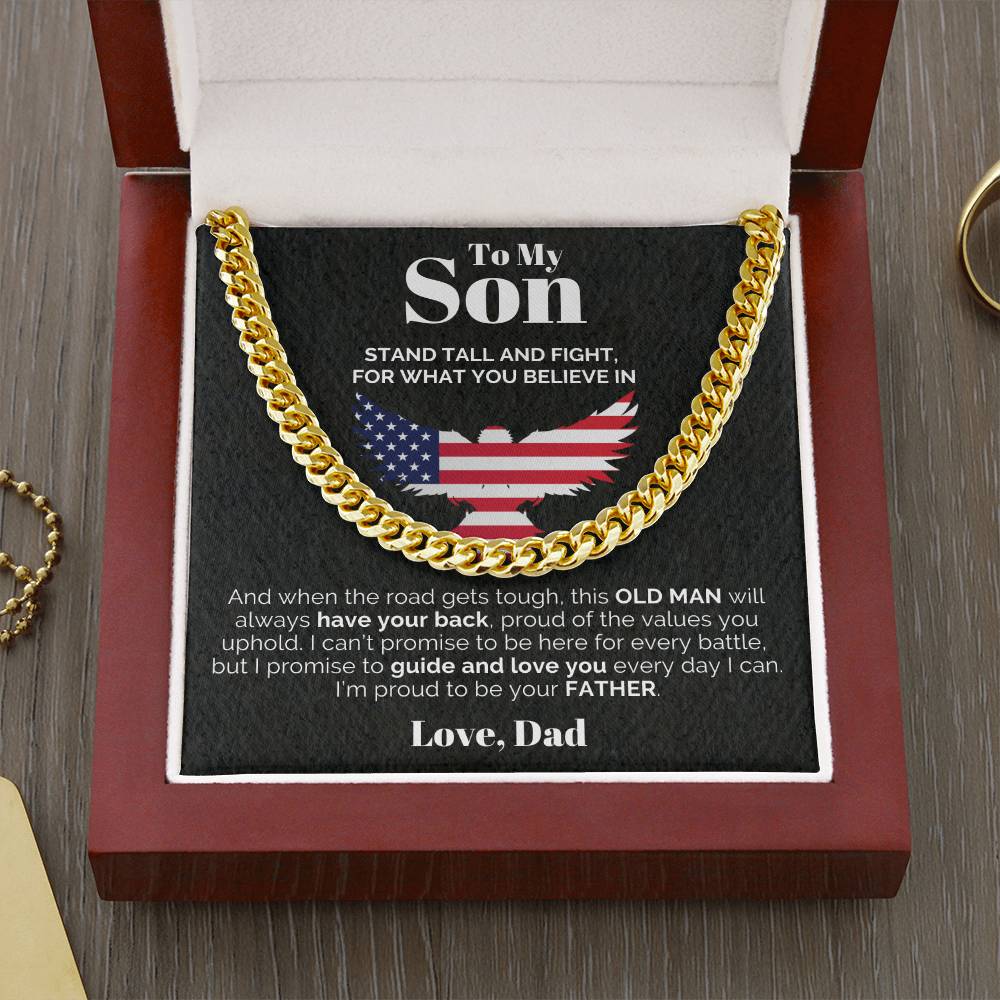 To my Son from Dad - 5mm Cuban Link Chain - Stand Tall and Fight