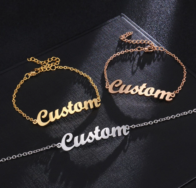 Glow Up Chain & Link Bracelets Gold Color / Alison Custom Name Bracelet