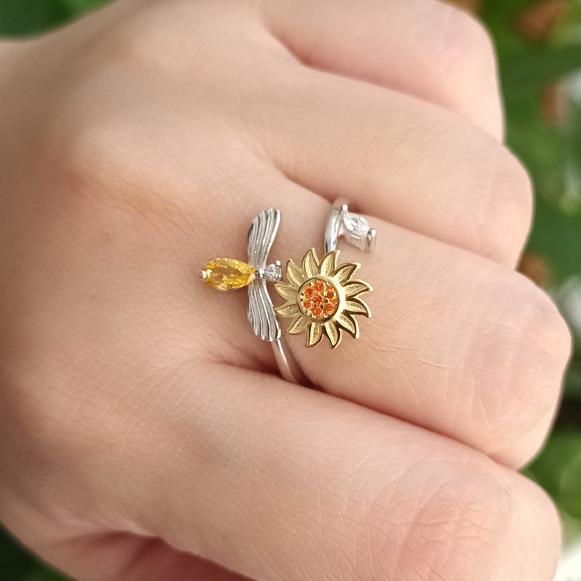 FloraSpin - 925 Sterling Silver Sunflower Fidget Anxiety Ring – Glow Up  Store