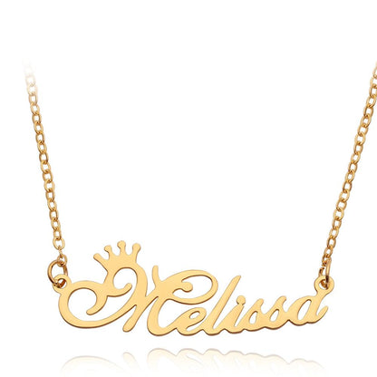 Glow Up Name Necklaces Gold Color / 45 cm Custom Crown Name Necklace