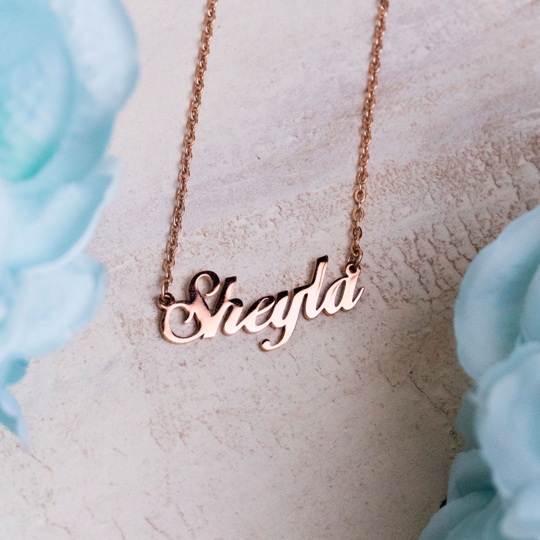 Glow Up Name Necklaces Rose Gold Plated / 16