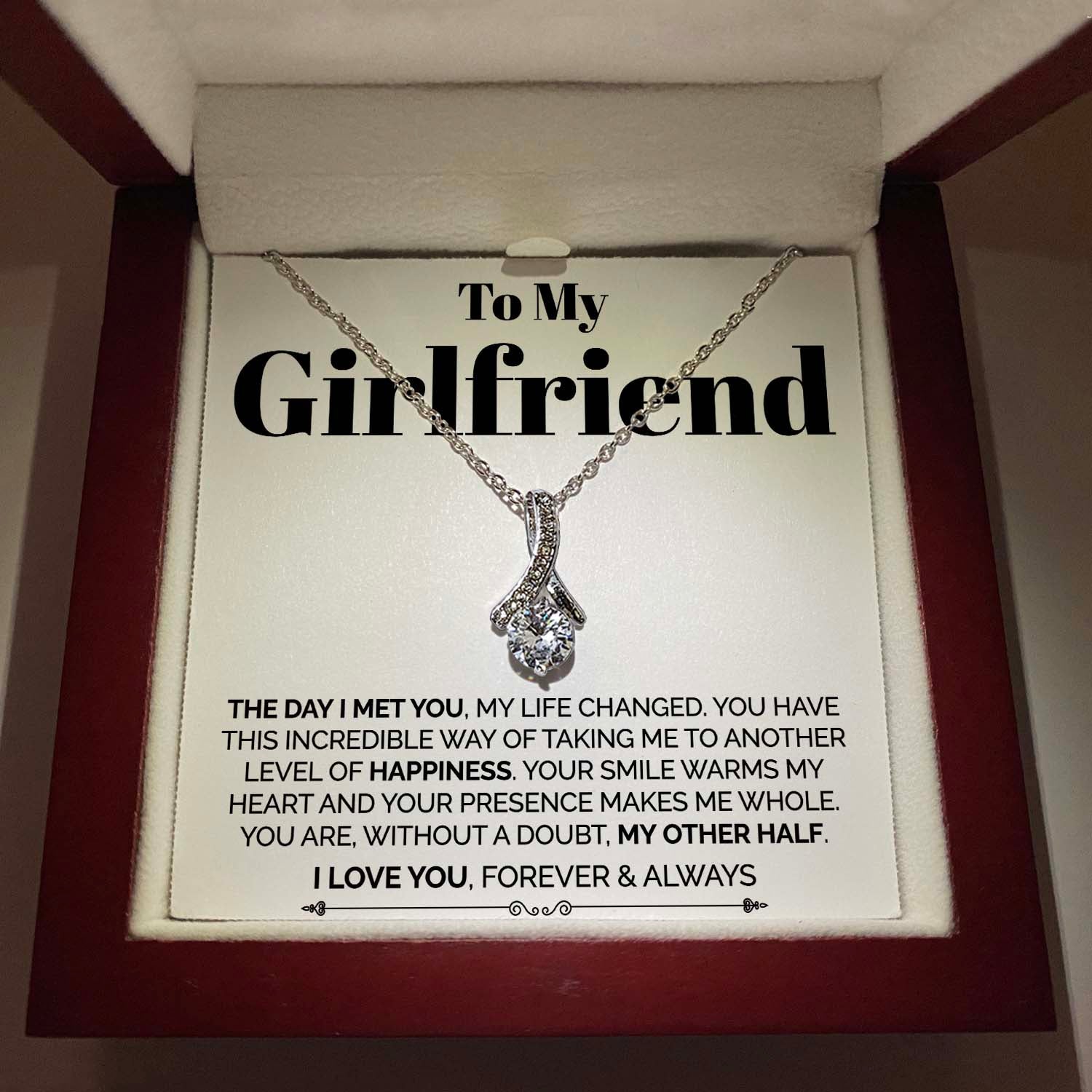 GlowUP Luxury LED Box To My Girlfriend  - The Day I Met You - Ribbon Necklace