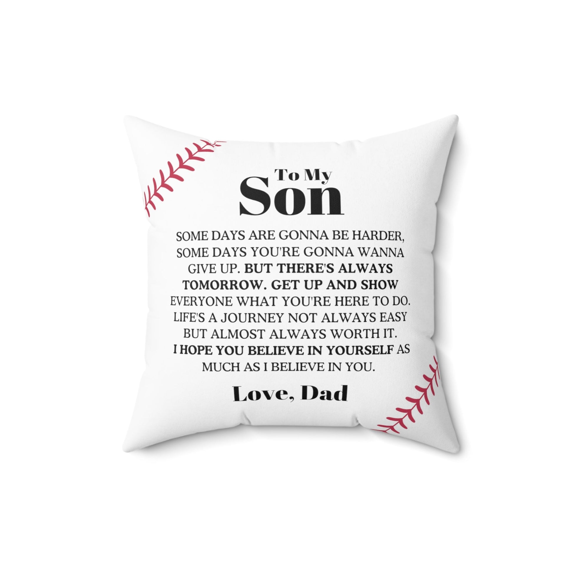 Printify Home Decor 16" × 16" To My Son from Dad - Get Up Baseball - Square Pillow