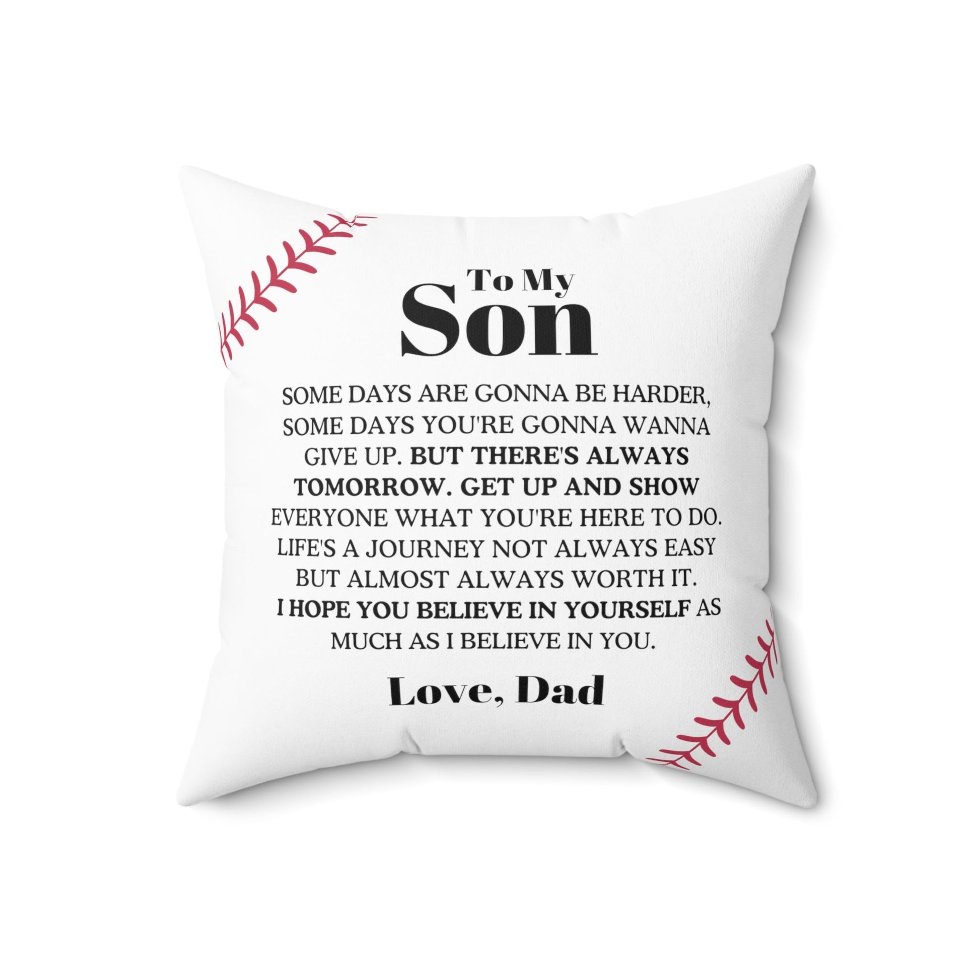 Printify Home Decor 18" × 18" To My Son from Dad - Get Up Baseball - Square Pillow