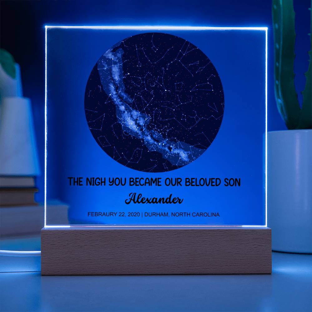 shineon Acrylic Wooden LED Base To my Son - Acrylic Square Plaque Star Map