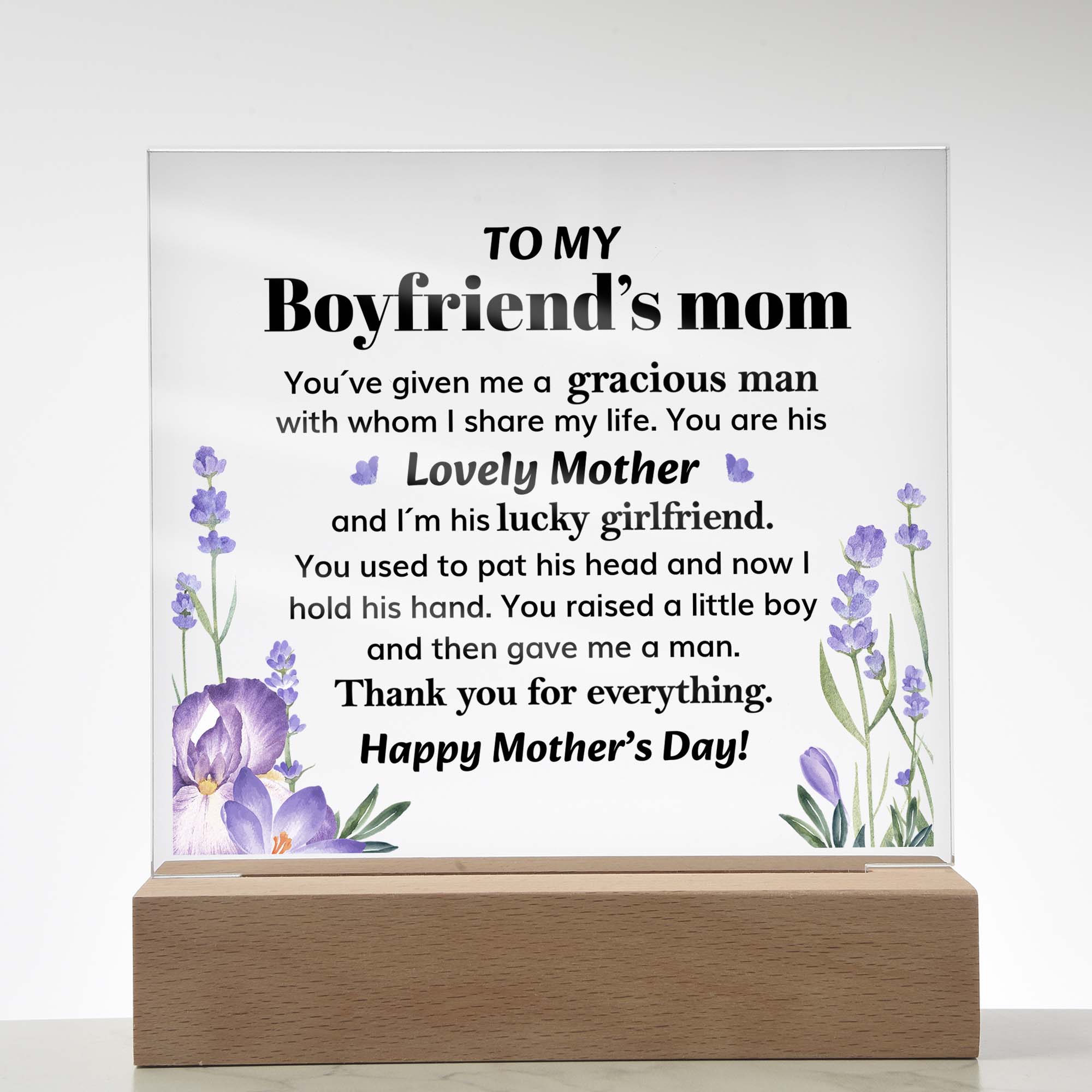 ShineOn Fulfillment Acrylic To my Boyfriend's Mom - Gracious man - Square Acrylic Plaque