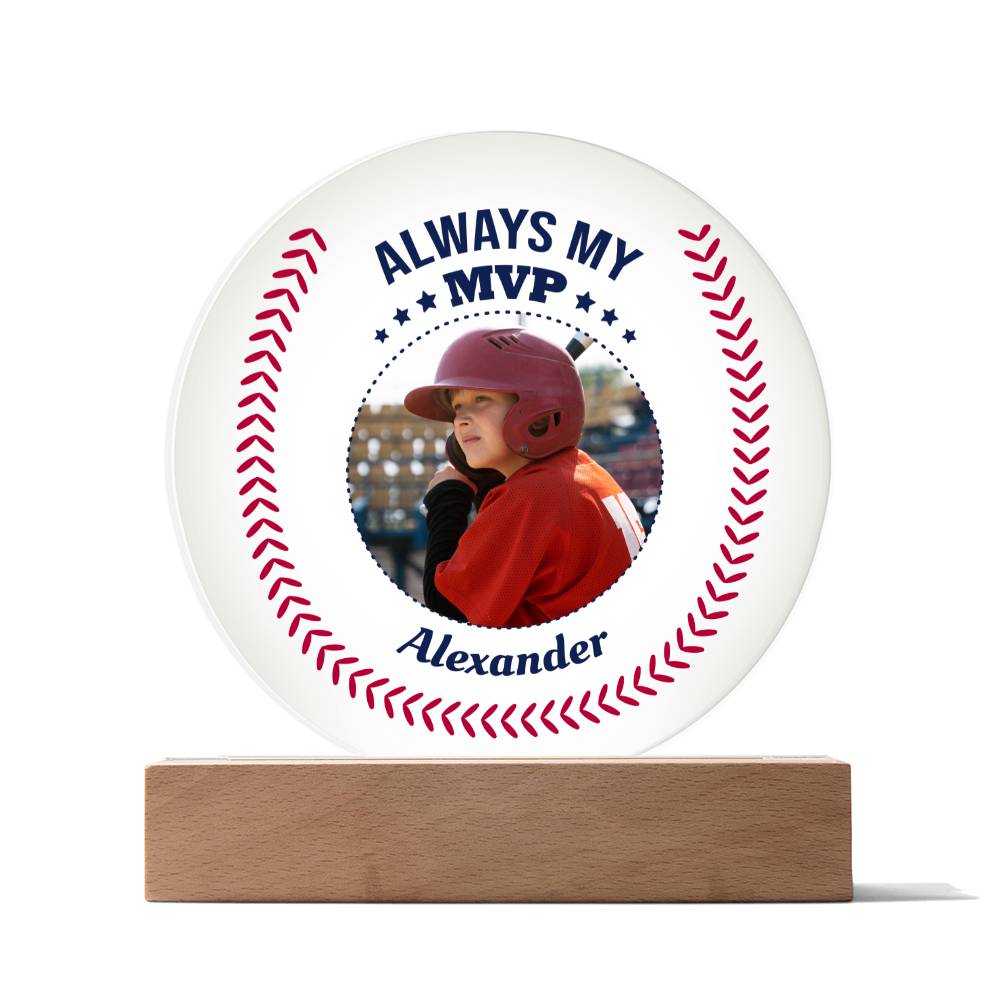 ShineOn Fulfillment Acrylic To my Son - Always my MVP Photo Baseball - Custom Circle Acrylic Plaque