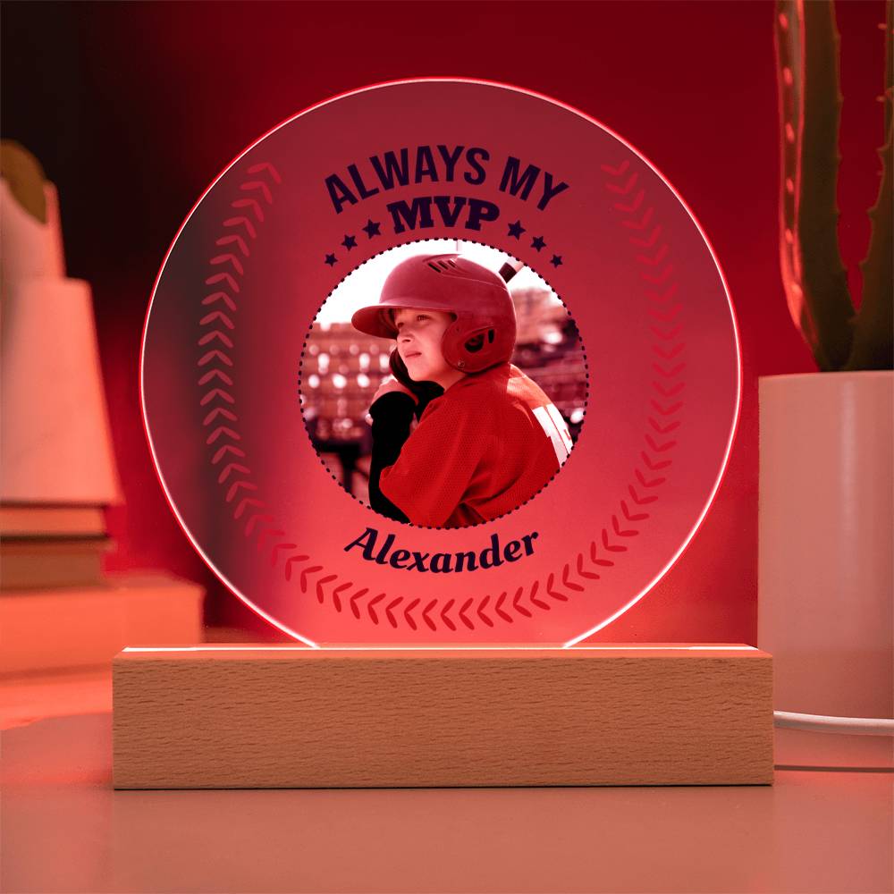 ShineOn Fulfillment Acrylic To my Son - Always my MVP Photo Baseball - Custom Circle Acrylic Plaque