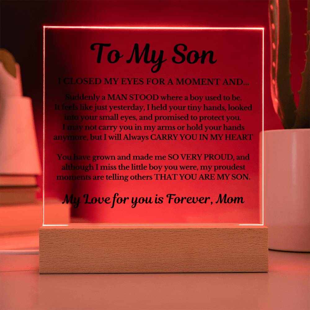 ShineOn Fulfillment Acrylic To my Son from Mom - So Very Proud - Square Acrylic Plaque