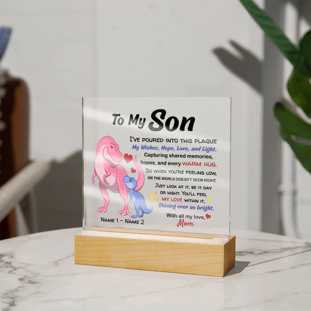 ShineOn Fulfillment Acrylic To my Son - Hope, Love, and Light - Custom Square Acrylic Plaque
