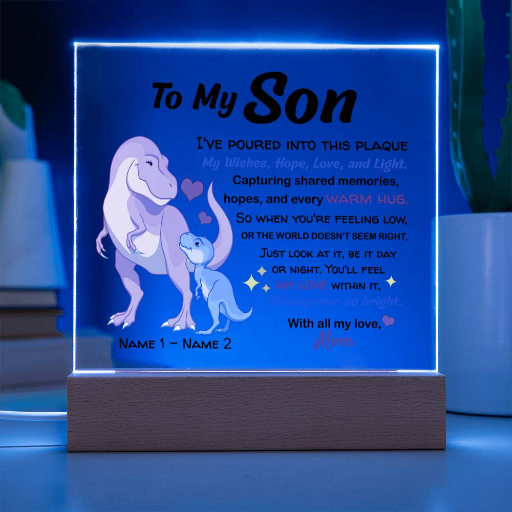 ShineOn Fulfillment Acrylic To my Son - Hope, Love, and Light - Custom Square Acrylic Plaque