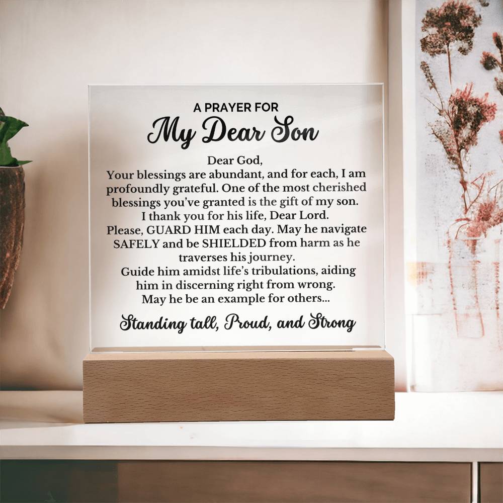 ShineOn Fulfillment Acrylic Wooden Base To my Son - A Prayer for my Dear Son - Square Acrylic Plaque