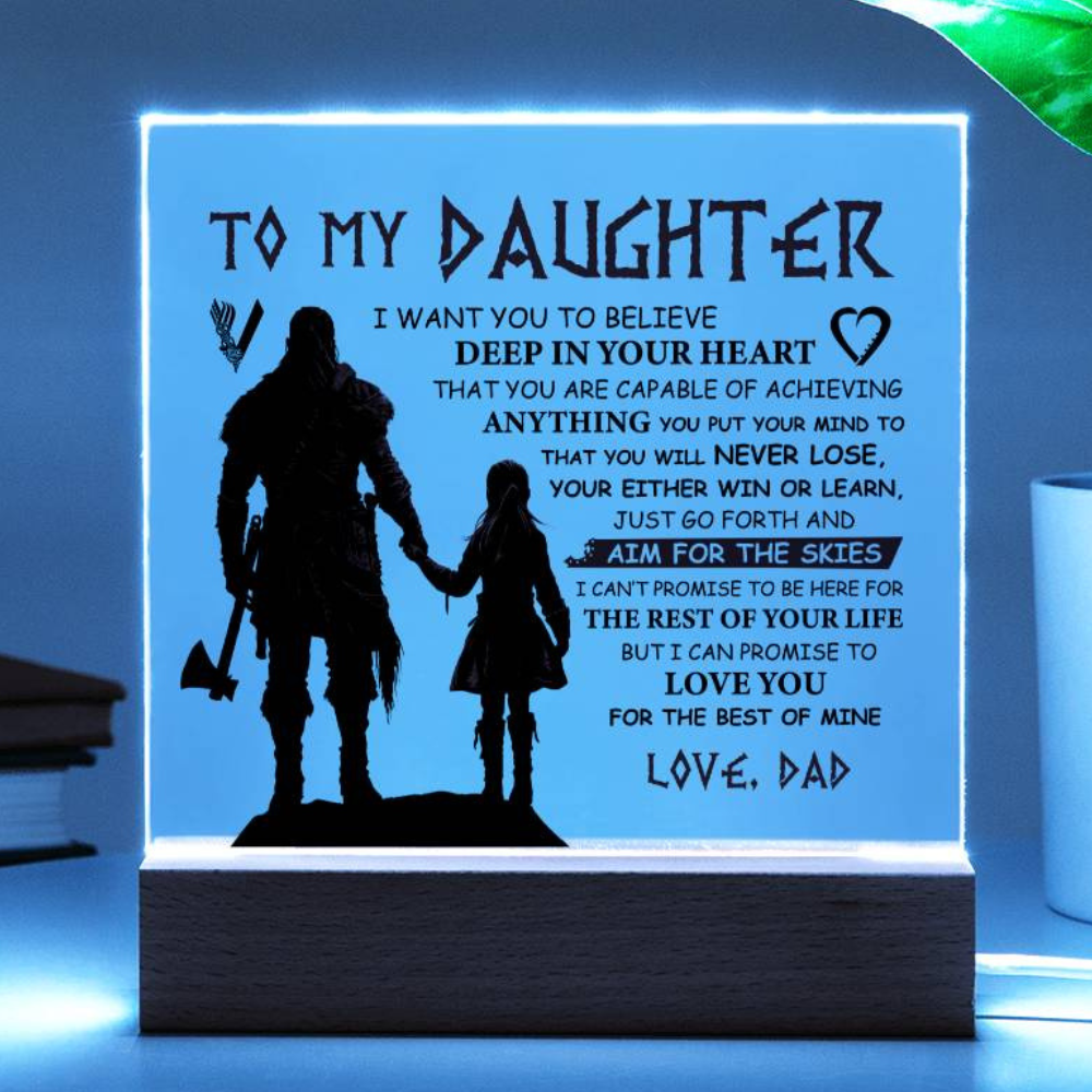 ShineOn Fulfillment Acrylic Wooden LED Base To my Daughter - Aim for the Skies - Square Acrylic Plaque