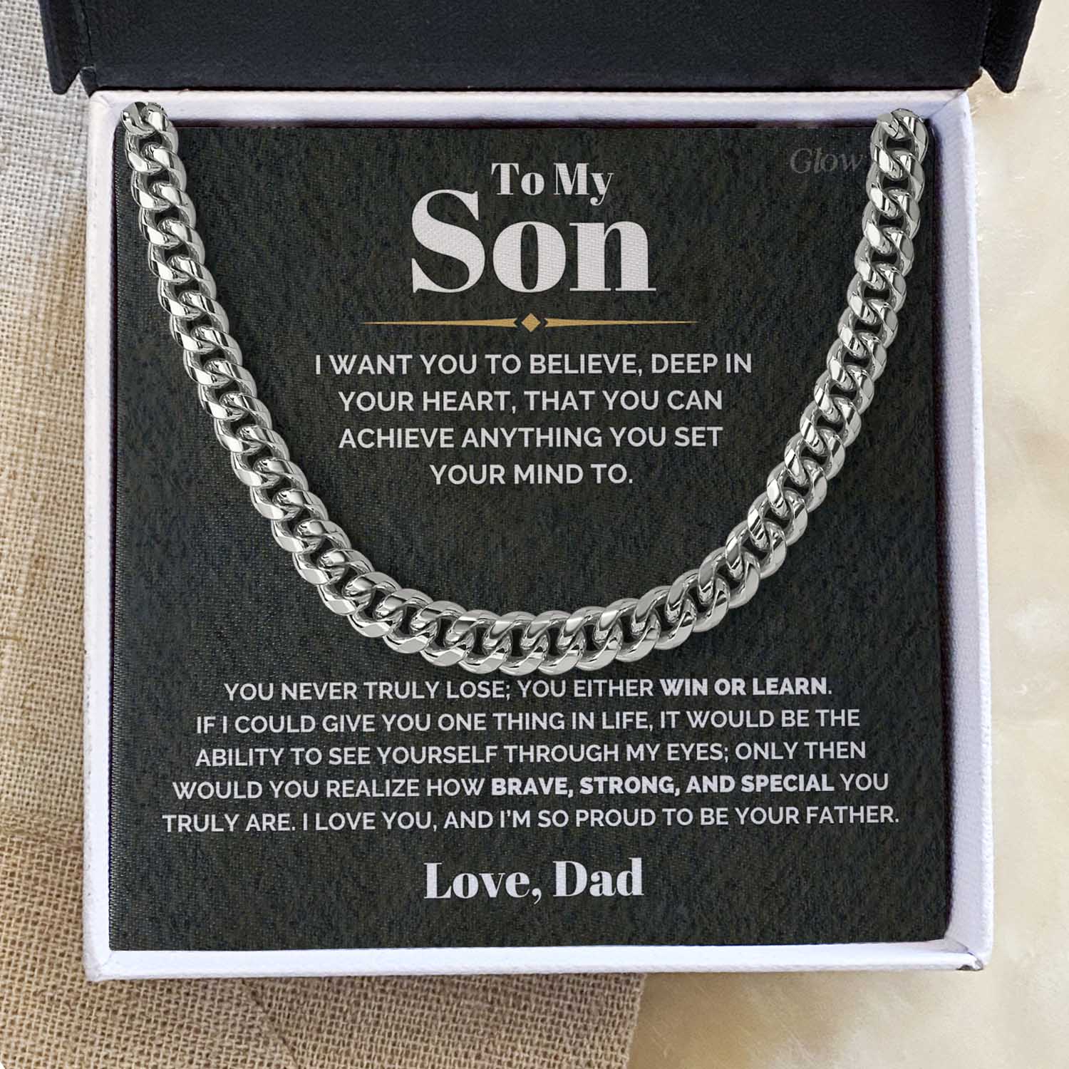 ShineOn Fulfillment Cuban Link Chain Proud to be your Father Cuban Chain Necklace | Strengthen Dad-Son Bond