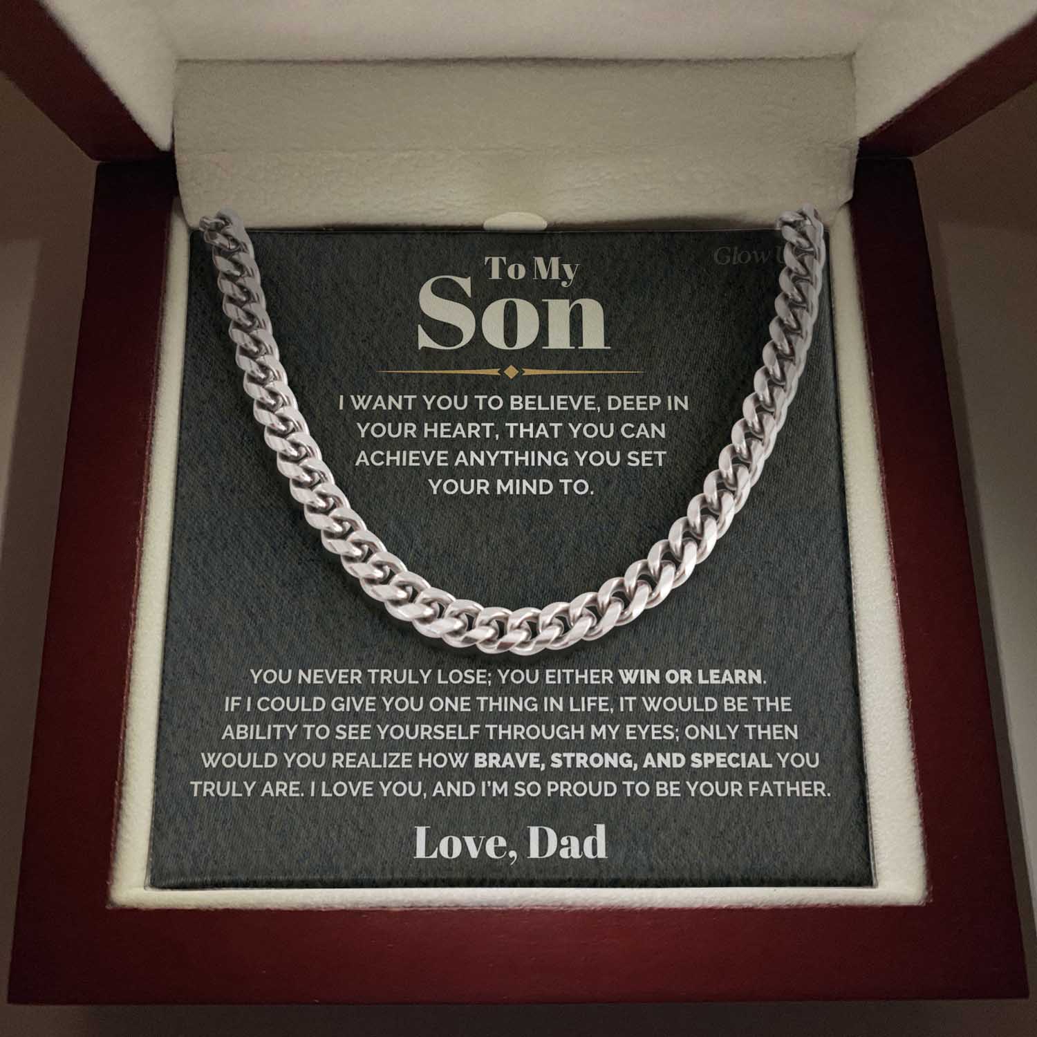 ShineOn Fulfillment Cuban Link Chain Stainless Steel / Luxury Box Proud to be your Father Cuban Chain Necklace | Strengthen Dad-Son Bond