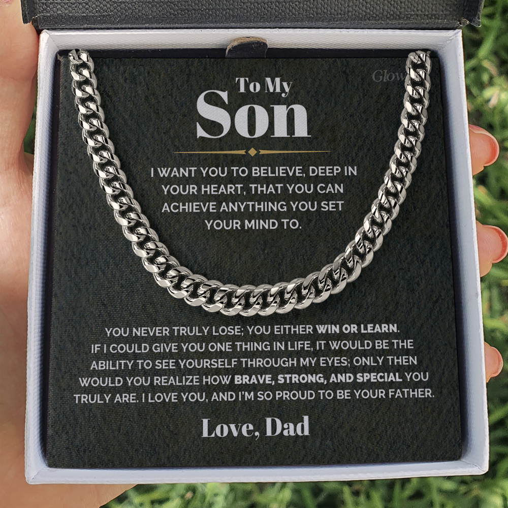 ShineOn Fulfillment Cuban Link Chain Stainless Steel / Standard Box Proud to be your Father Cuban Chain Necklace | Strengthen Dad-Son Bond