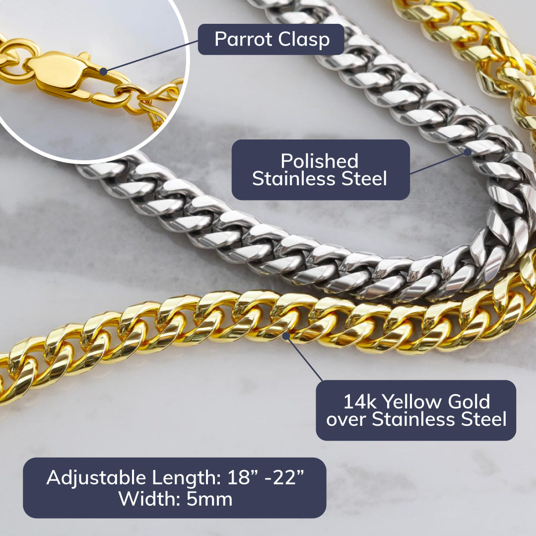 ShineOn Fulfillment Cuban Link Chain To my Son from Dad - Home Base - 5mm Cuban Link Chain