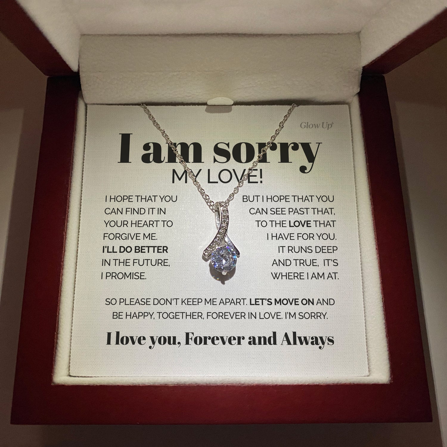 ShineOn Fulfillment Jewelry 14K White Gold Finish / Luxury Box To My Love - I am sorry my love - Alluring necklace