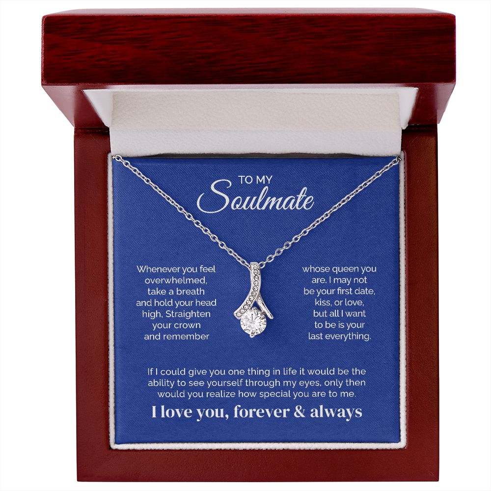 ShineOn Fulfillment Jewelry 14K White Gold Finish / Luxury Box To My Soulmate - Last everything - Ribbon Necklace