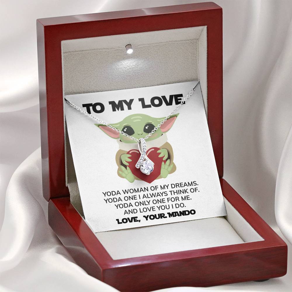 ShineOn Fulfillment Jewelry 14K White Gold Finish / Luxury LED Box To My Love - Yoda Woman Of My Dreams - Necklace