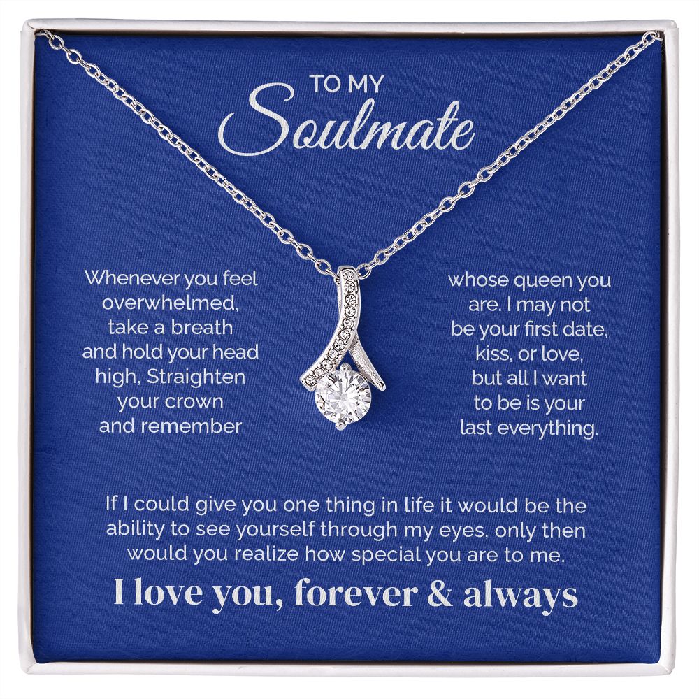 ShineOn Fulfillment Jewelry 14K White Gold Finish / Standard Box To My Soulmate - Last everything - Ribbon Necklace