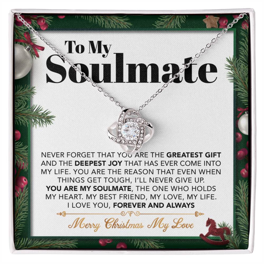 ShineOn Fulfillment Jewelry 14K White Gold Finish / Standard Box To My Soulmate - Never Forget - Love Knot Necklace